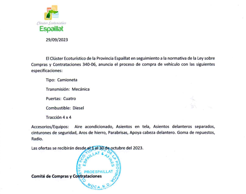 Aviso compra vehiculo